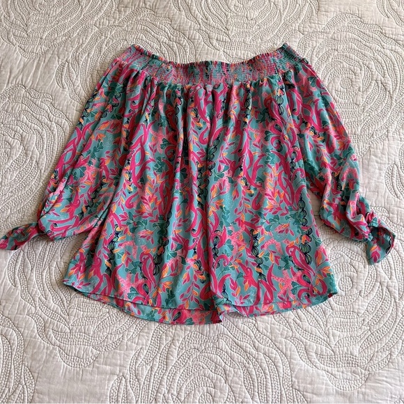 Lilly Pulitzer - Maryellen Off-the-shoulder Top - Multi Seaweed Samba - Picture 4 of 11